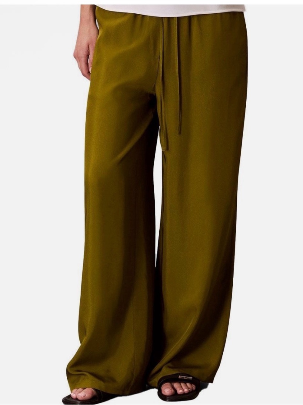 Calvin Klien Wide Leg Drawstring women’s Pants in Olive Green